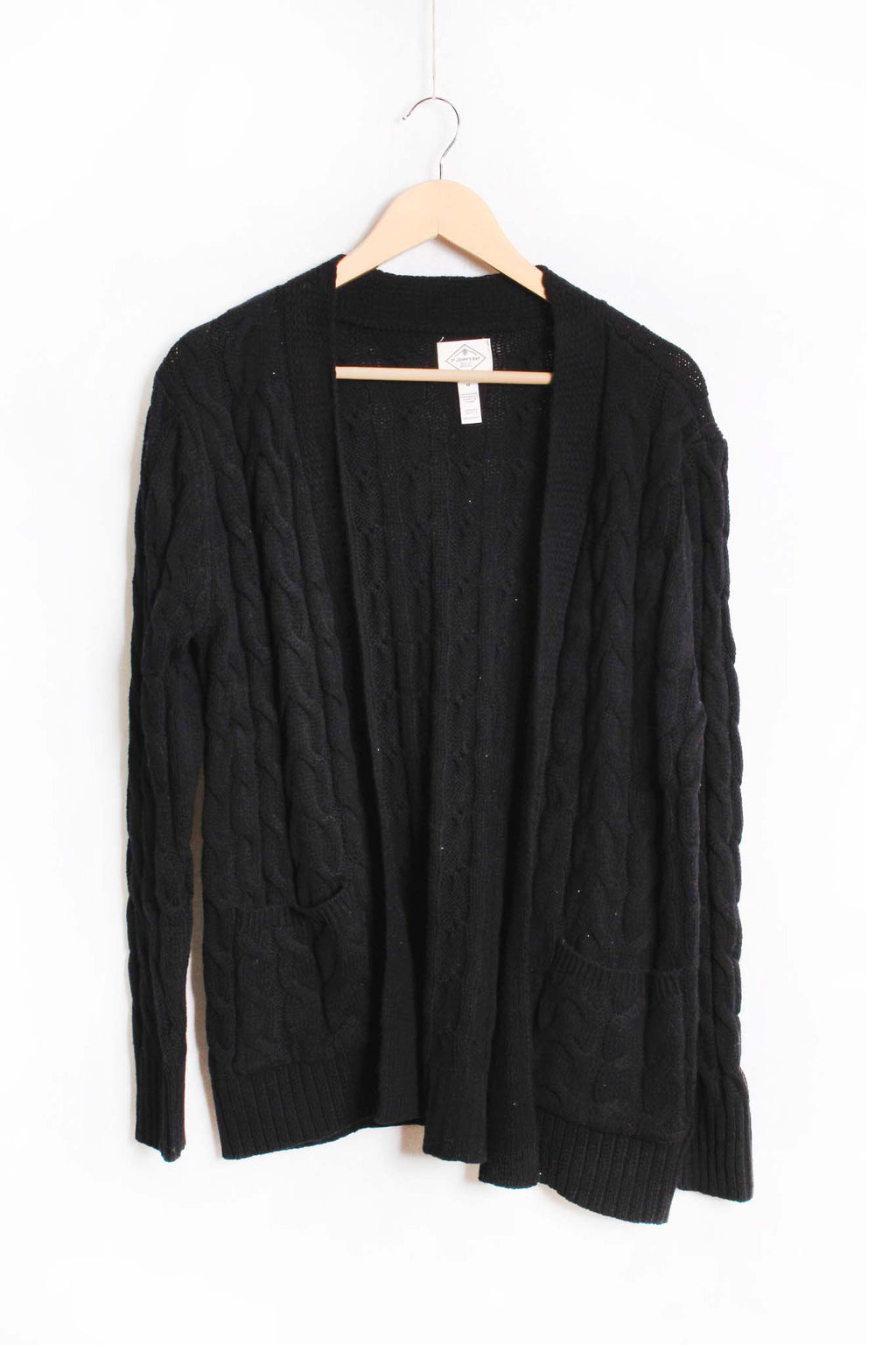 Women's Long Sleeves Open Front Double Pocket Ribbed Cardigan