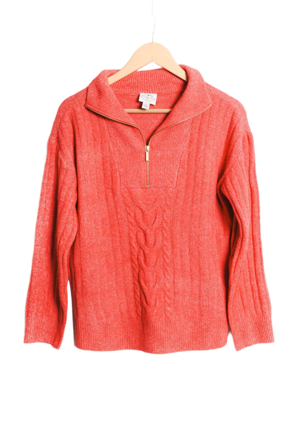 Women's Long Sleeve 1/4 Zip Pullover Knit Sweater