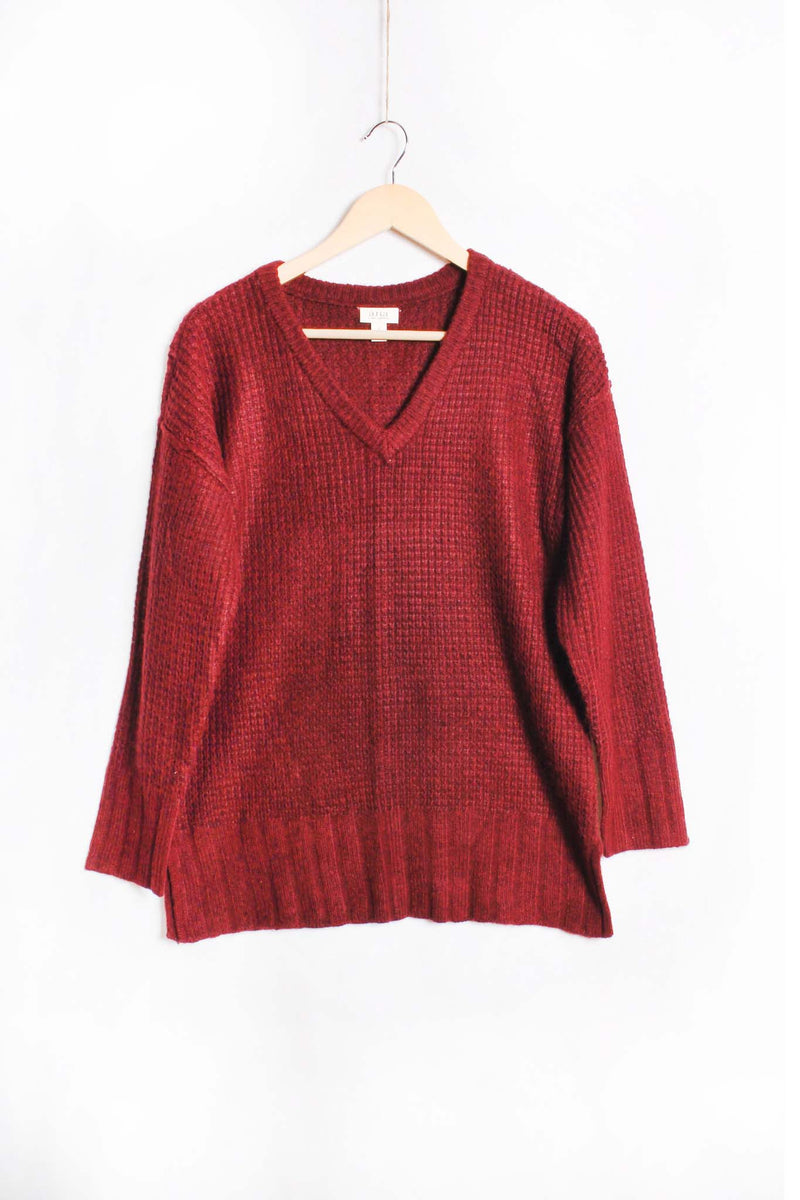 Women's Long Sleeve V Neck Ribbed Knit Sweater