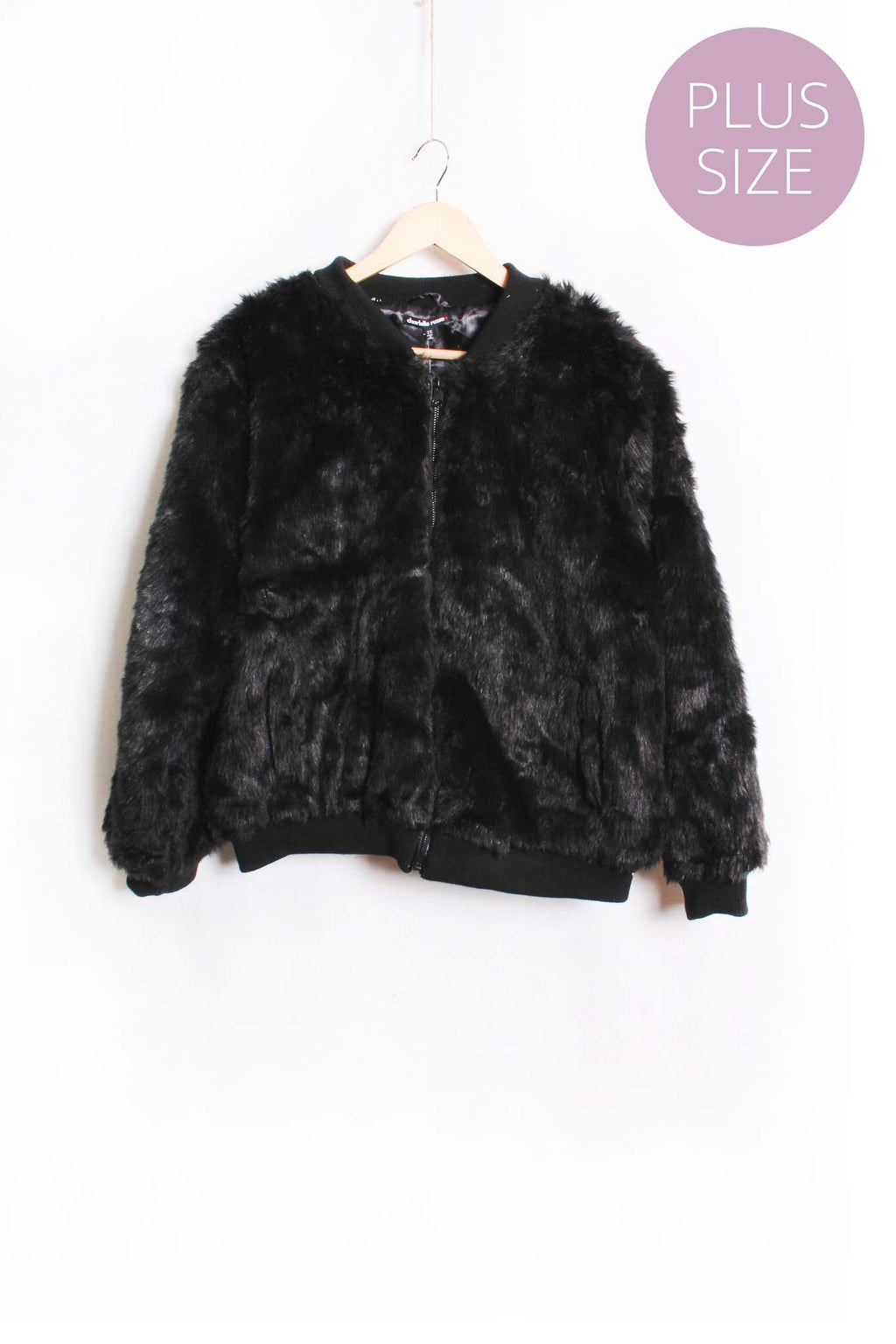Women's Long Sleeve Zip Up Faux Fur Jacket