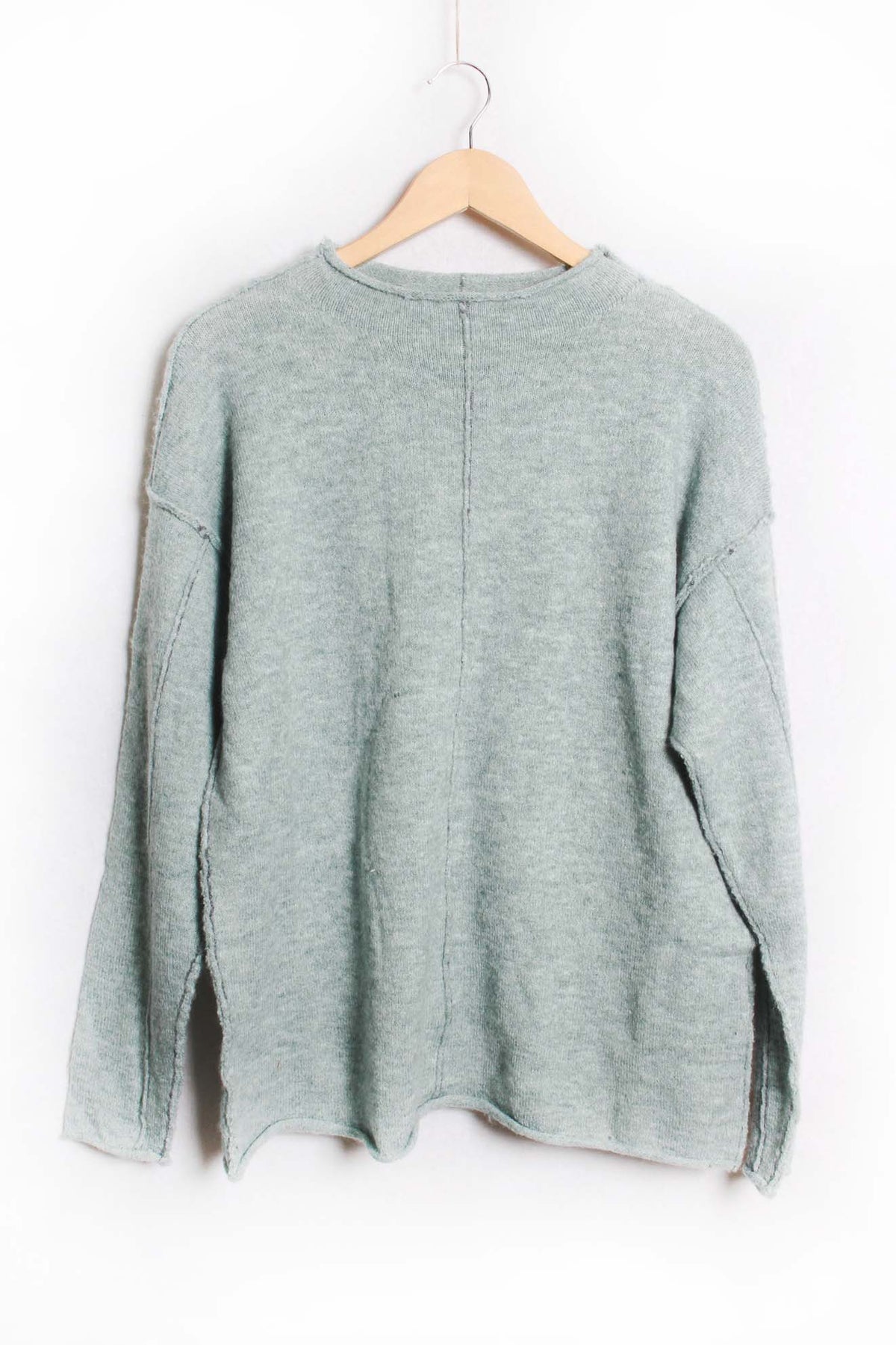 Women's Long Sleeve Round Neck Rib Knitted Sweater