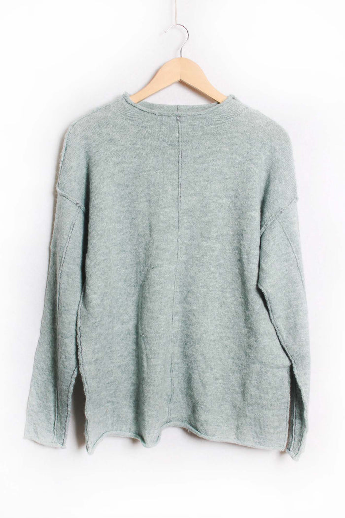 Women's Long Sleeve Round Neck Rib Knitted Sweater