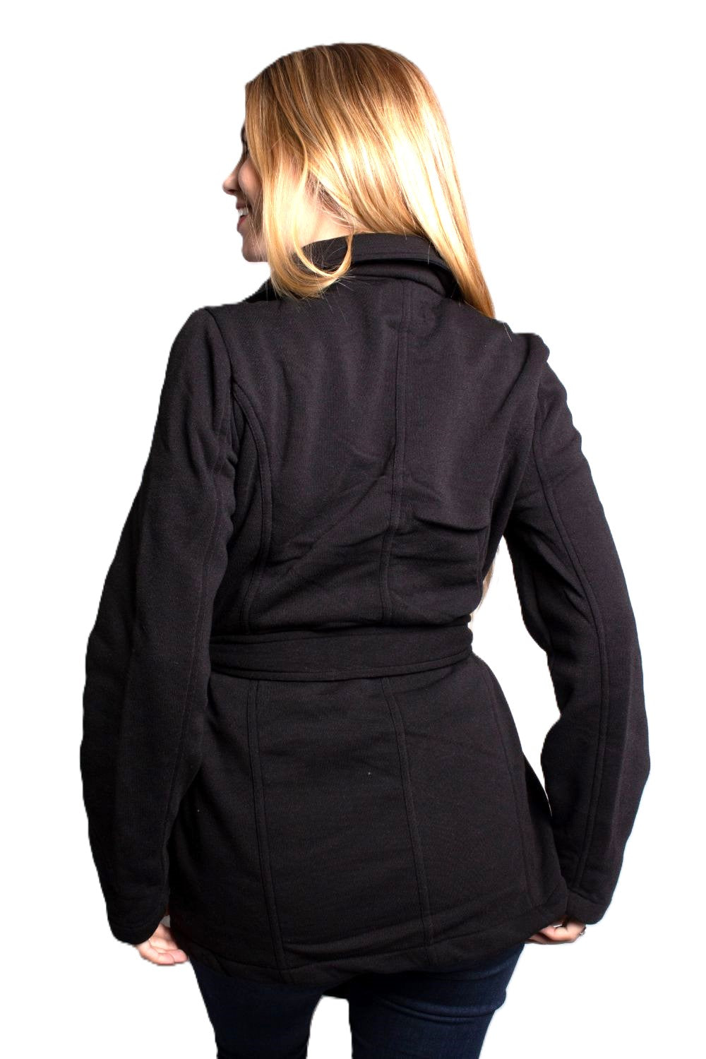 Women's Double Breasted Belted Pea Coat Jacket