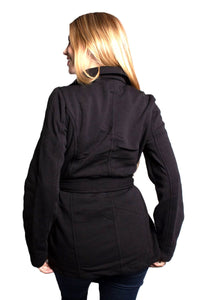 Women's Double Breasted Belted Pea Coat Jacket