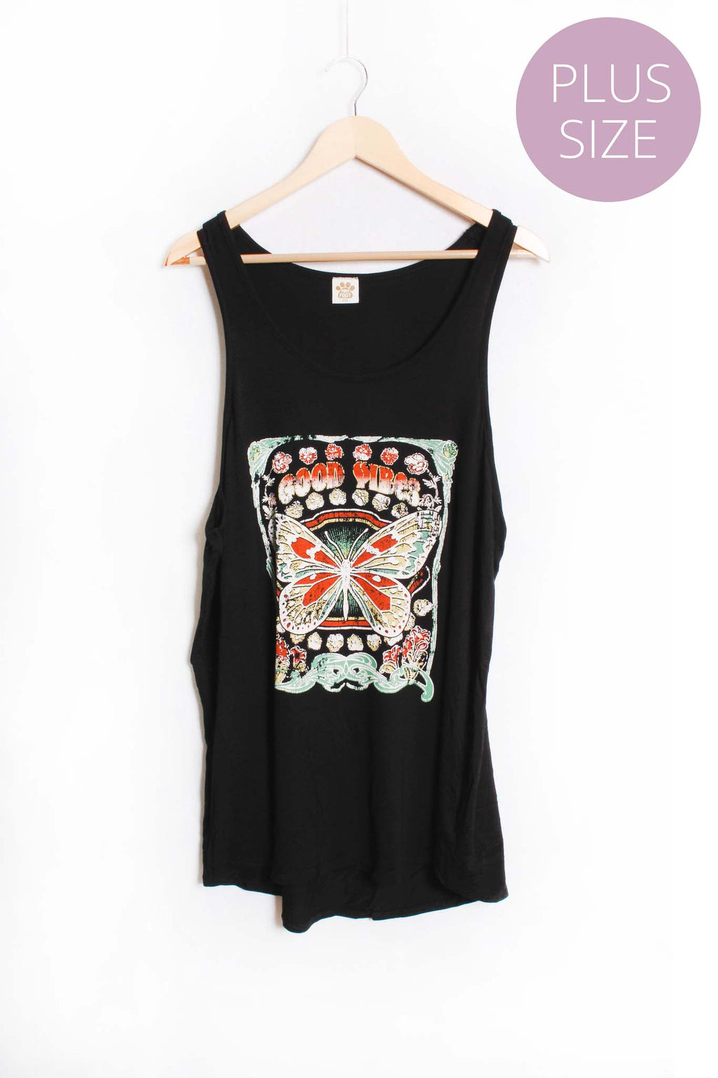 Women's Plus Sleeveless Round Neck 'Butterfly' Printed Top