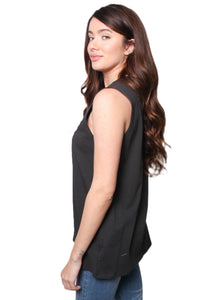 Women's Sleeveless Distressed Solid Top