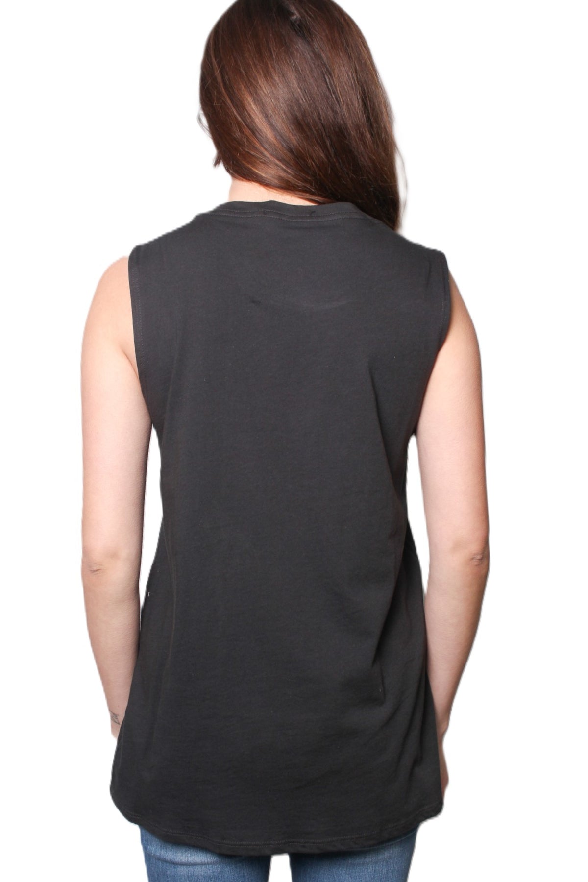 Women's Sleeveless Distressed Solid Top