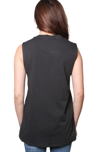Women's Sleeveless Distressed Solid Top