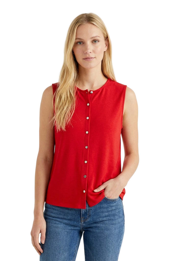 Women's Sleeveless Button Front Ribbed Tank Top