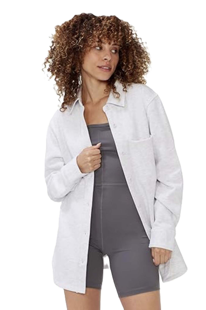 Women's Long Sleeve Button Down Pocket Fleece Shacket