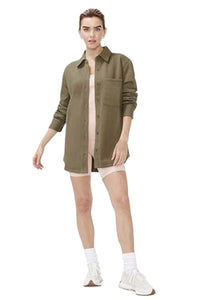 Women's Long Sleeve Button Down Pocket Fleece Shacket