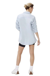 Women's Long Sleeve Button Down Pocket Fleece Shacket