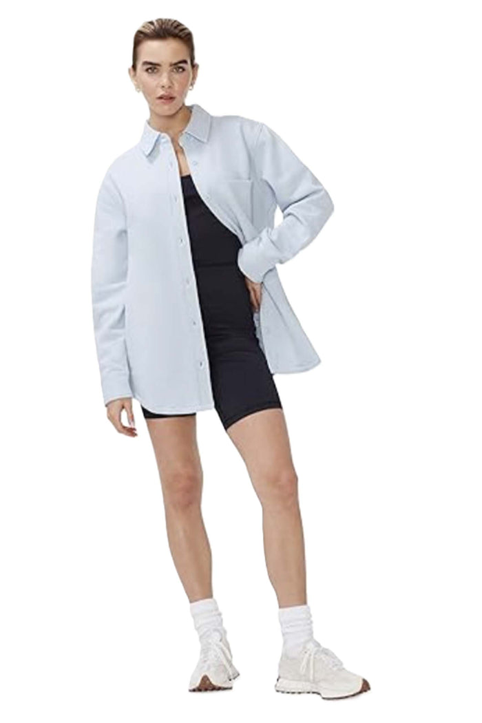 Women's Long Sleeve Button Down Pocket Fleece Shacket