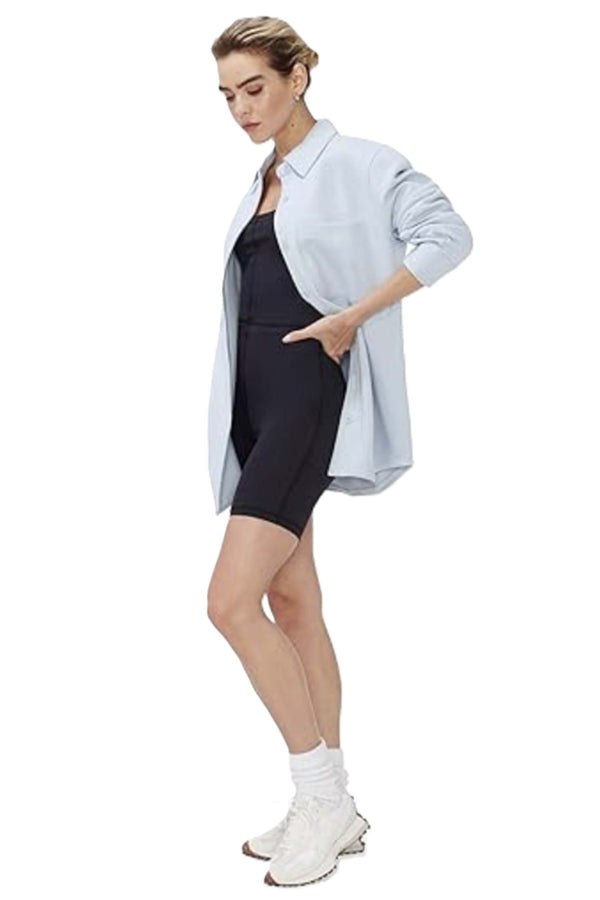 Women's Long Sleeve Button Down Pocket Fleece Shacket