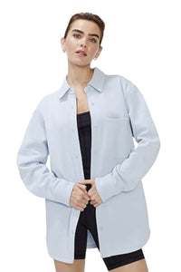 Women's Long Sleeve Button Down Pocket Fleece Shacket