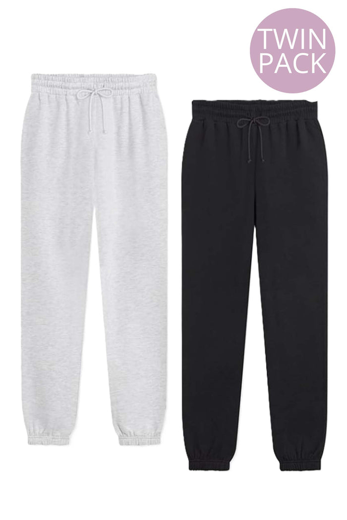 Women's High Waisted Oversize Drawstring Fleece Sweatpants - Twin Pack