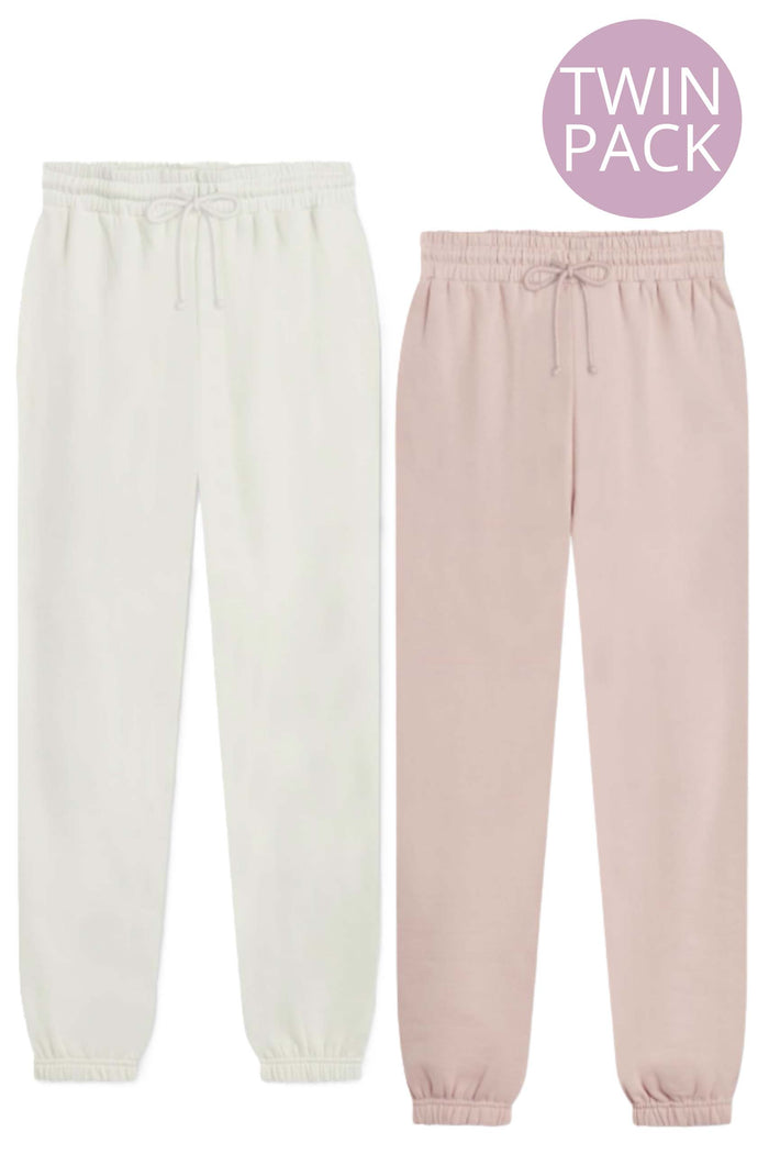 Women's High Waisted Oversize Drawstring Fleece Sweatpants - Twin Pack