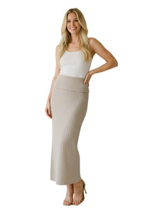 Women's Knit Fold-Over Waistband Maxi Skirt