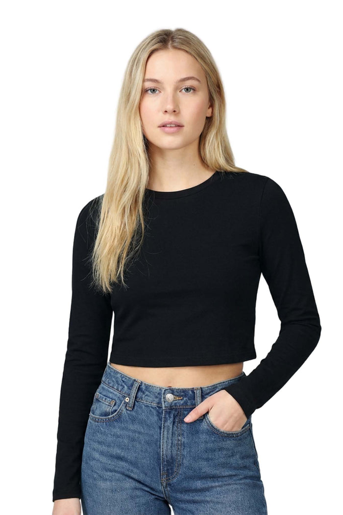 Women's Long Sleeves Crew Neck Solid Seamless Crop Top