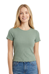 Women's Short Sleeve Ribbed Merrow Edge Top