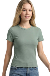 Women's Short Sleeve Ribbed Merrow Edge Top