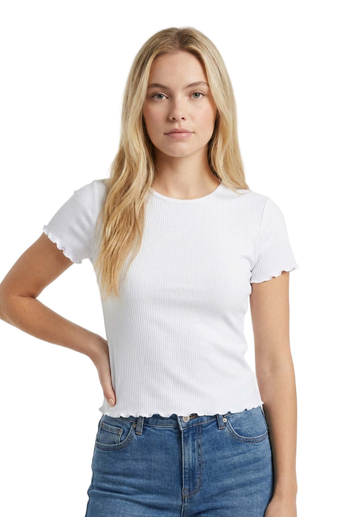 Women's Short Sleeve Ribbed Merrow Edge Top