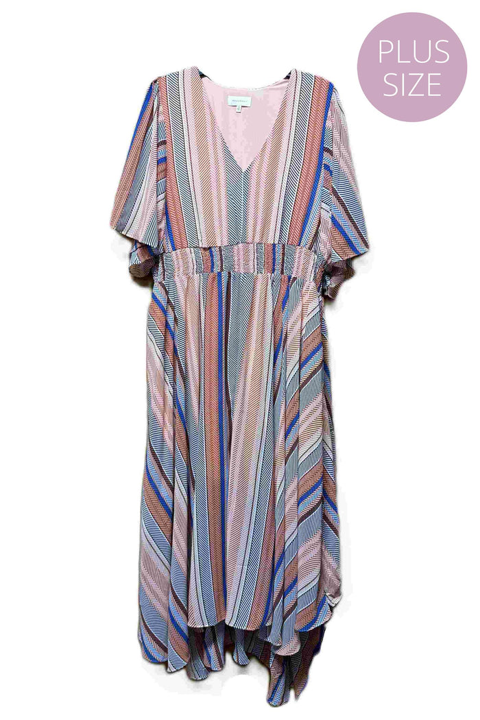 Women's Plus Short Sleeve Print Maxi Dress