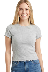 Women's Short Sleeve Ribbed Merrow Edge Top