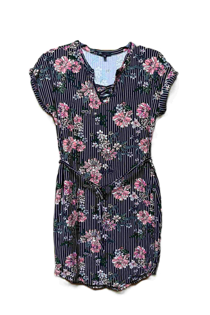 Women's Short Sleeves Cage Neck Floral Jersey Mini Dress