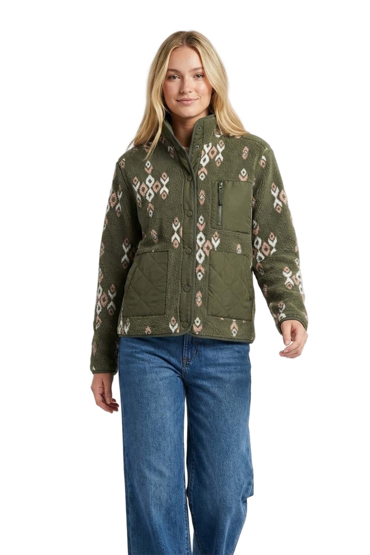 Women's Button Down Aztec Sherpa Jacket