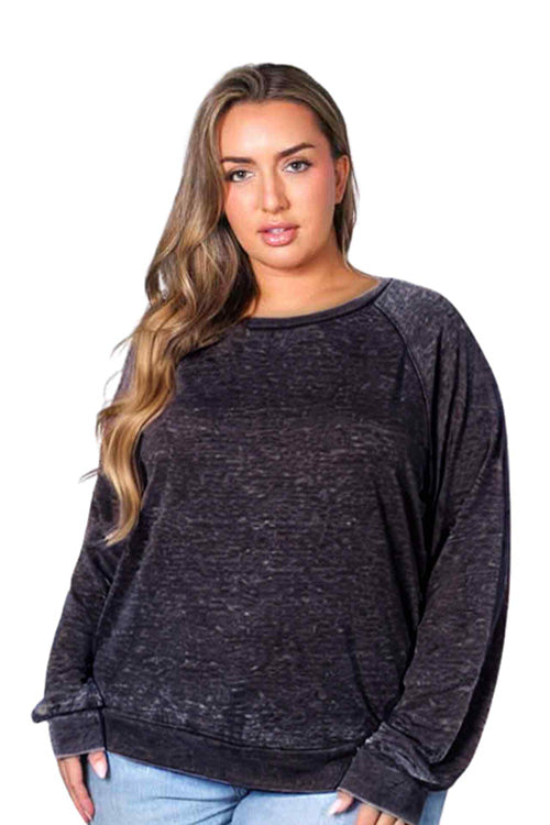 Women's Plus Long Sleeve Rib Cuff & Hem Sweatshirt