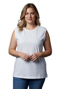 Women's Plus Sleeveless Round Neck Solid Tank Top