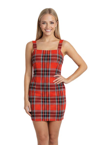 Women's Sleeveless Strappy Plaid Mini Dress