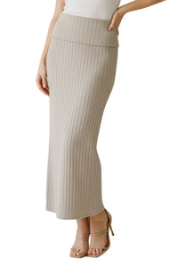 Women's Knit Fold-Over Waistband Maxi Skirt