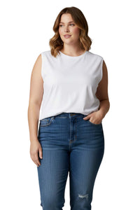 Women's Plus Sleeveless Round Neck Solid Tank Top