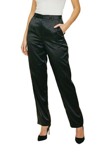 Women's High Waisted Pleated Straight Cut Trousers