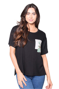 Women's Short Sleeves Camo Pocket Jersey Top