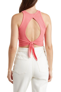 Women's Sleeveless Cut Out Back Ribbed Top