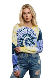 Women's Long Sleeves Crew Neck Tie Dye Top