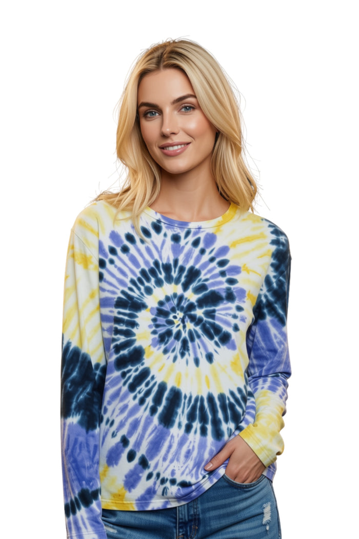 Women's Long Sleeves Crew Neck Tie Dye Top