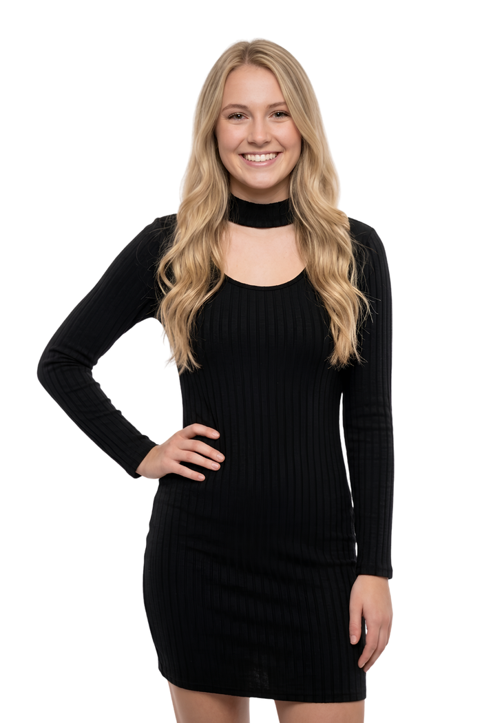 Women's Long Sleeves Mock Neck Cutout Dress