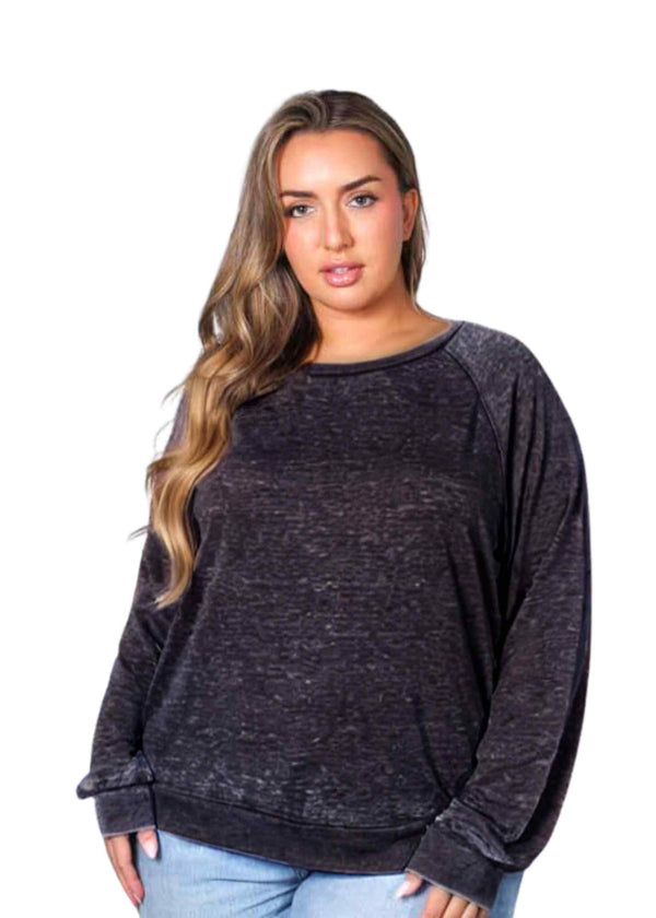 Women's Plus Long Sleeve Rib Cuff & Hem Sweatshirt (Copy)