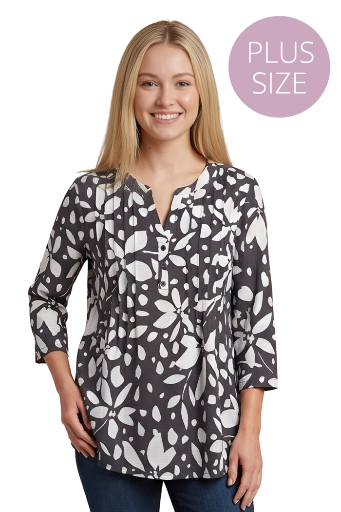 Women's Plus 3/4 Sleeved Floral Blouse Top