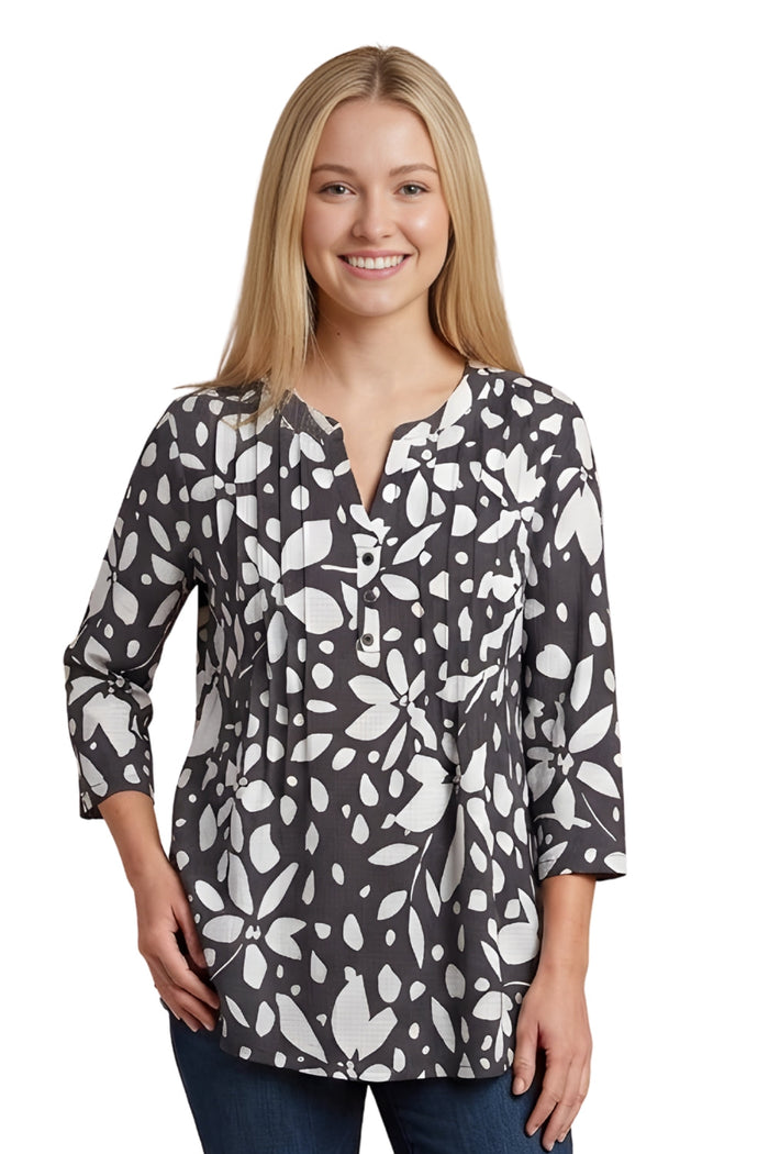 Women's 3/4 Sleeved Floral Blouse Top