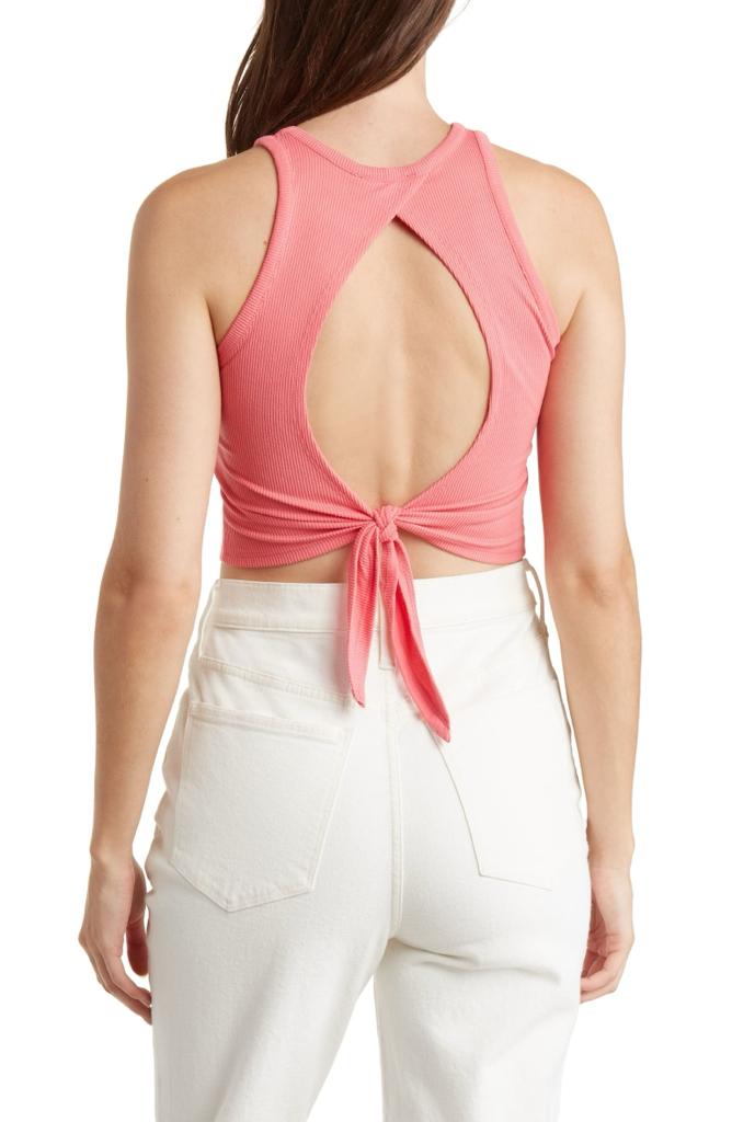 Women's Sleeveless Cut Out Back Ribbed Top