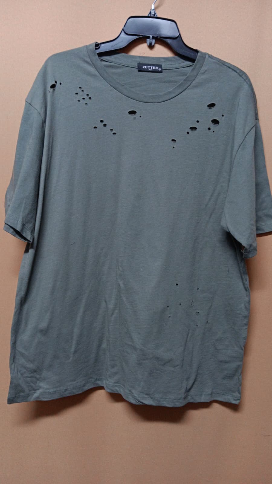 Women's Short Sleeved Round Neck Distressed Top