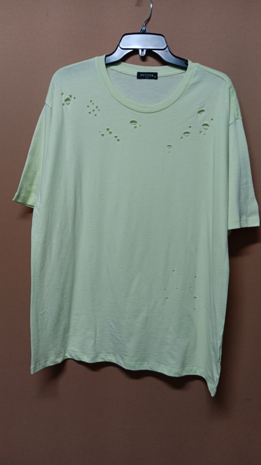 Women's Short Sleeved Round Neck Distressed Top