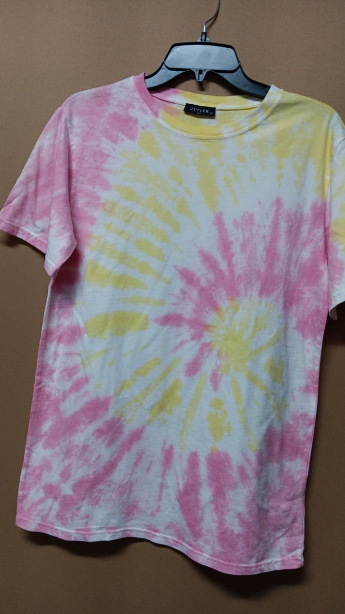 Women's Short Sleeved Round Neck Tie-Dye Top