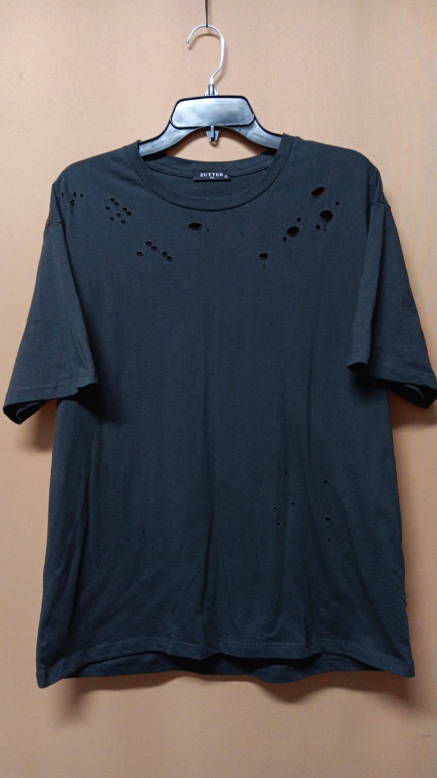 Women's Short Sleeved Round Neck Distressed Top