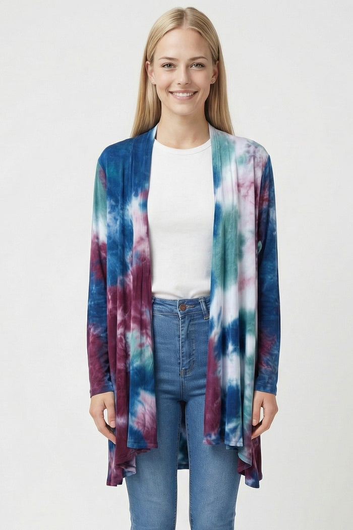 Women’s Long Sleeve Open Front Tie-dye Cardigan
